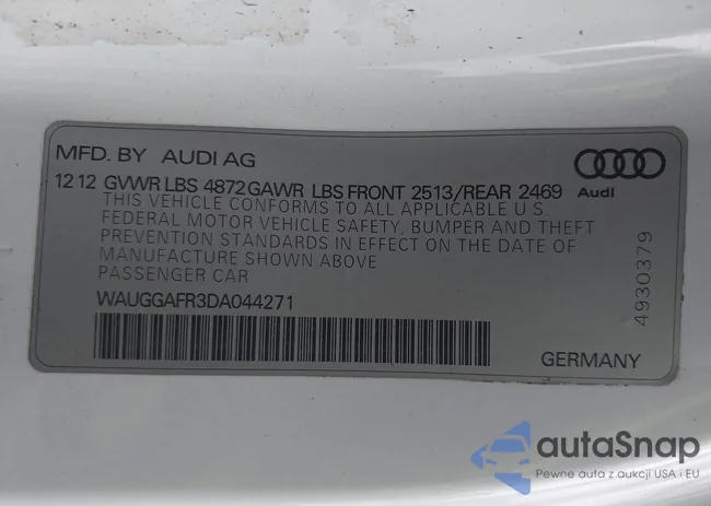 WAUGGAFR3DA044271: 43653072