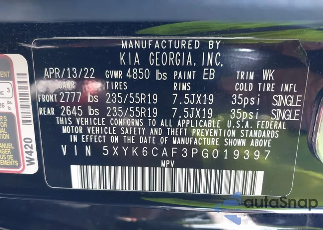 5XYK6CAF3PG019397: 43654407
