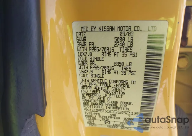 5N1ED28TX3C695218: 43654674