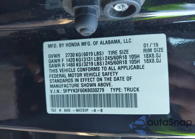 5FPYK3F60KB030279: 43653801