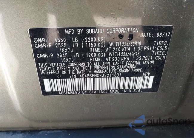 4S4BSENC3J3211837: 43653970