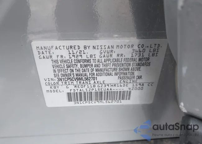 3N1CP5CV9ML562701: 43654021