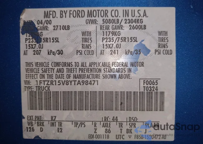 1FTZR15V8YTA98471: 43655213