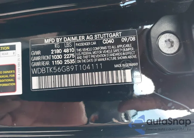 WDBTK56G89T104111: 43655416