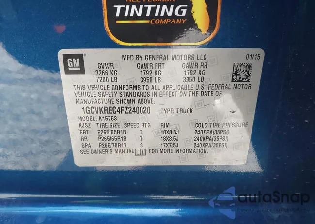 1GCVKREC4FZ240020: 43655436