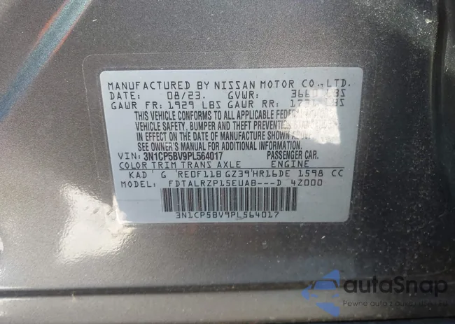 3N1CP5BV9PL564017: 43655544