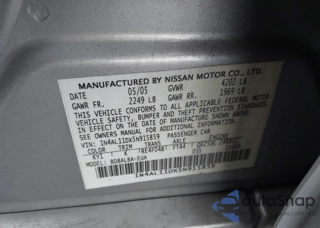 1N4AL11DX5N915859: 43655558