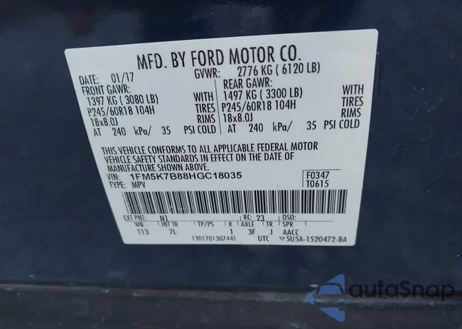 1FM5K7B88HGC18035: 43655590