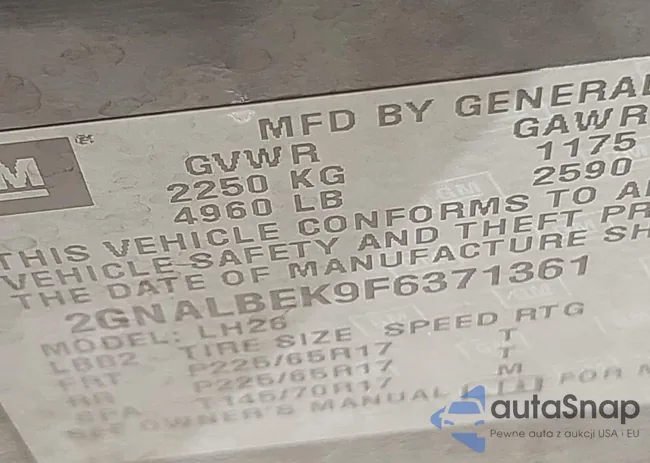 2GNALBEK9F6371361: 43655591