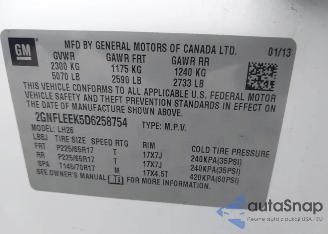 2GNFLEEK5D6258754: 43654798