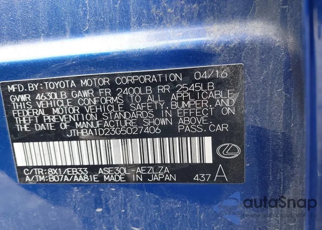 JTHBA1D23G5027406: 43654887