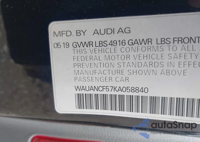 WAUANCF57KA058840: 43656464