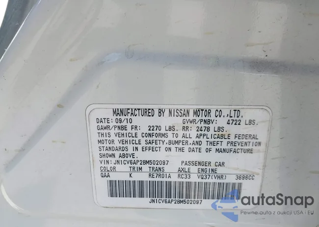 JN1CV6AP2BM502097: 43656770