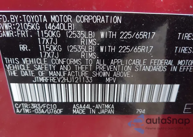 JTMRFREV2HJ121133: 43655809