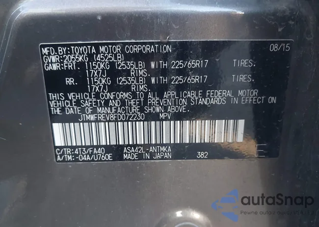 JTMWFREV8FD072230: 43655827