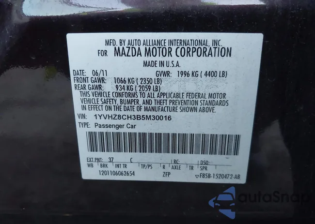 1YVHZ8CH3B5M30016: 43655837