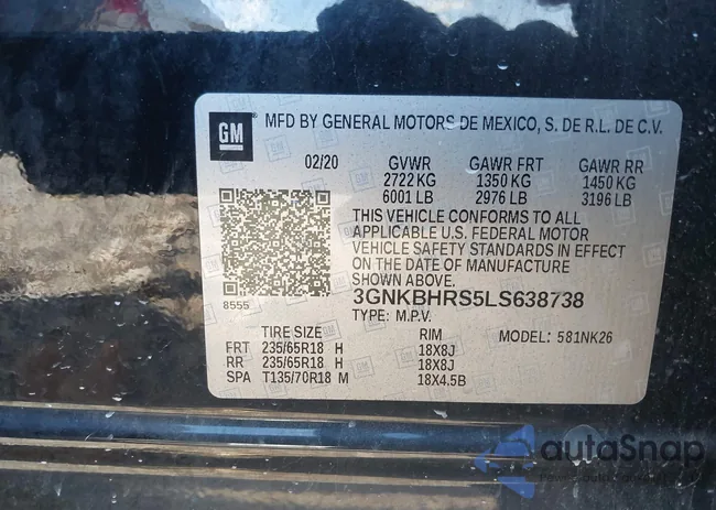 3GNKBHRS5LS638738: 43655861