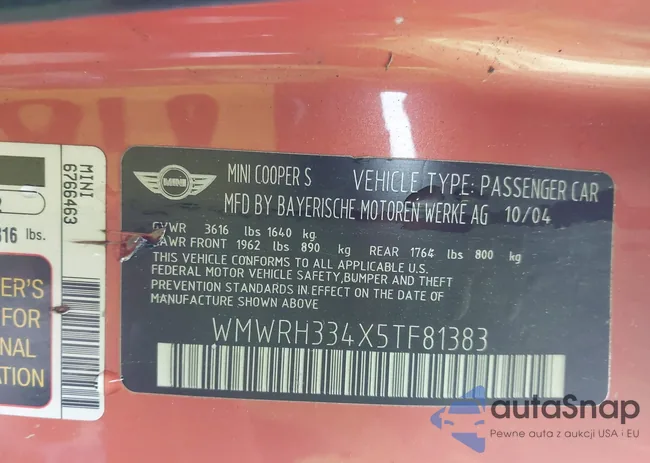 WMWRH334X5TF81383: 43656101