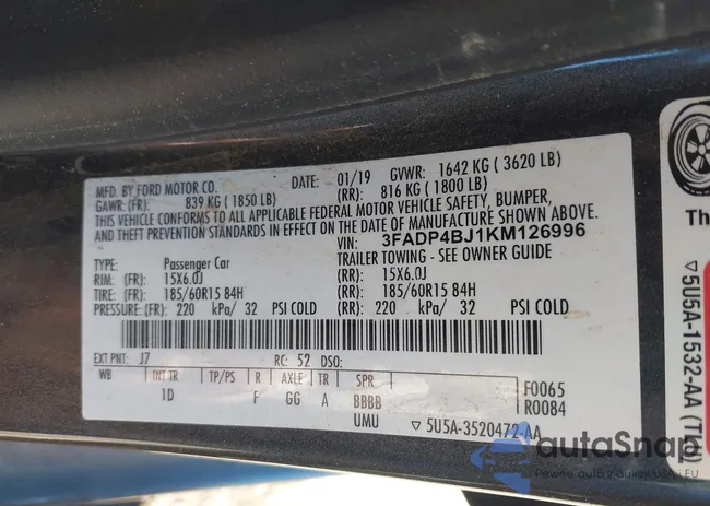 3FADP4BJ1KM126996: 43657244