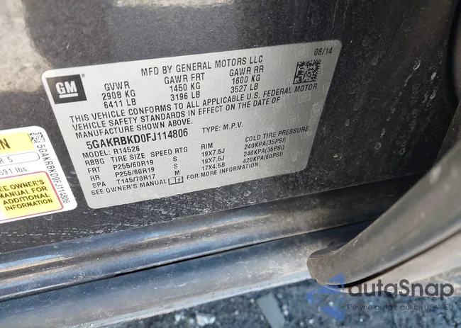 5GAKRBKD0FJ114806: 43657393