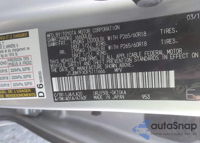 JTJBM7FX0F5111666: 43657411