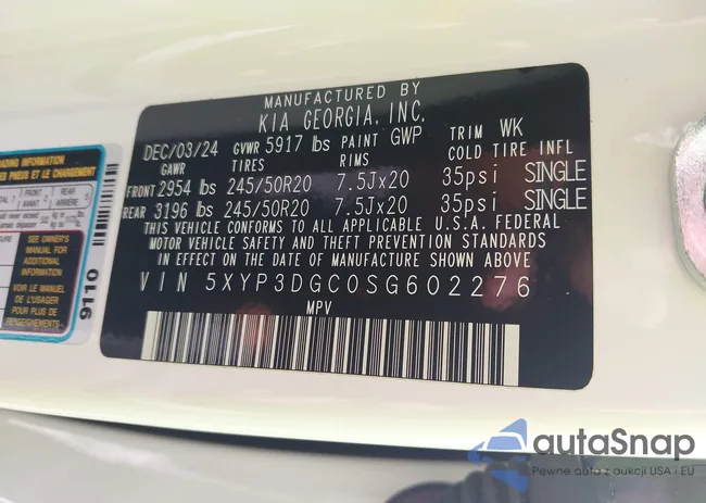 5XYP3DGC0SG602276: 43656873