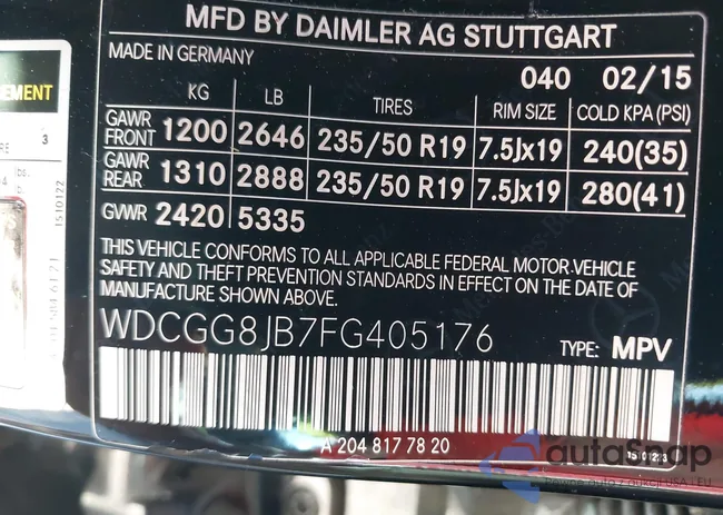 WDCGG8JB7FG405176: 43656966