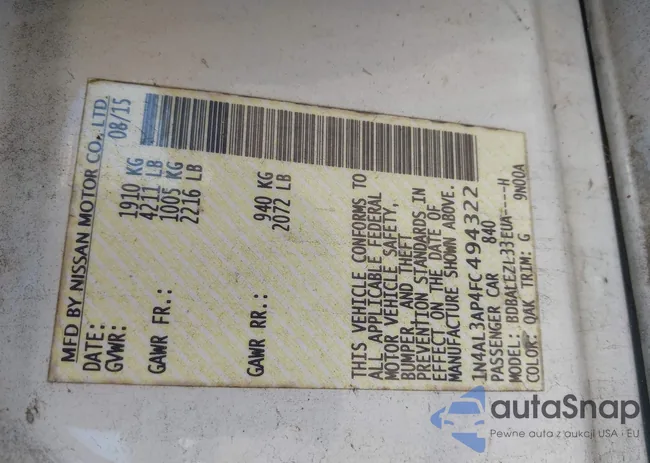 1N4AL3AP4FC494322: 43657058