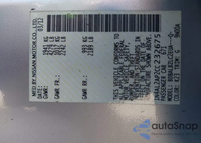 1N4AL2AP2CC232675: 43657095