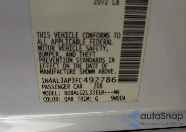1N4AL3AP3FC492786: 43658499