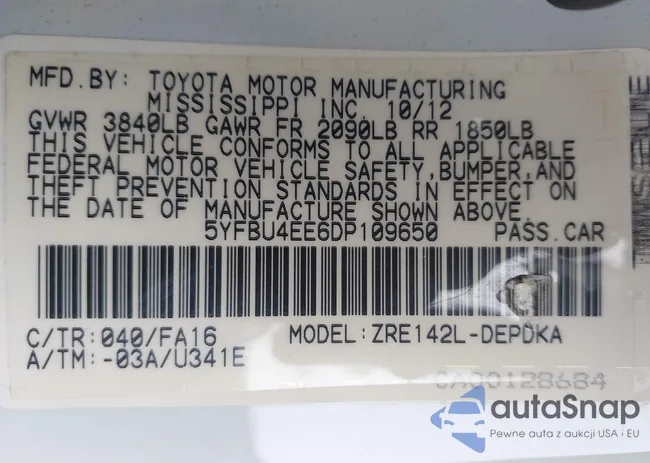 5YFBU4EE6DP109650: 43658532