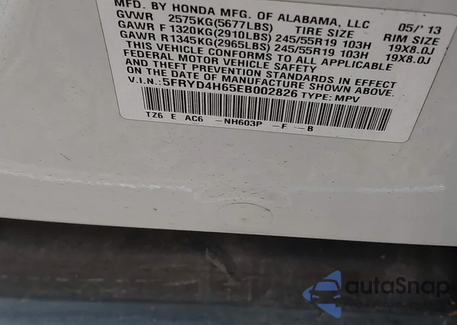 5FRYD4H65EB002826: 43658604