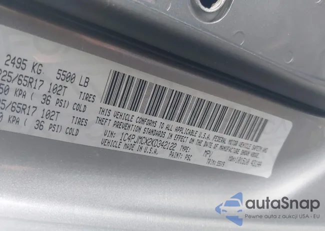 1C4PJMCX2KD342122: 43658085