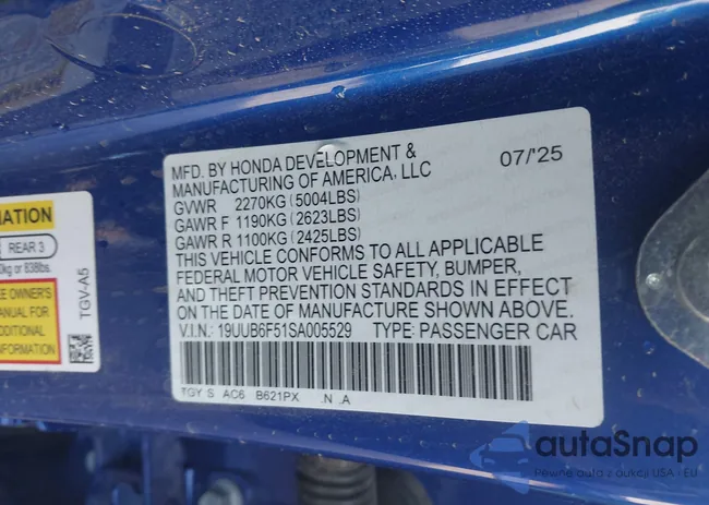 19UUB6F51SA005529: 43658147