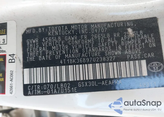 4T1BK36B97U238327: 43659296