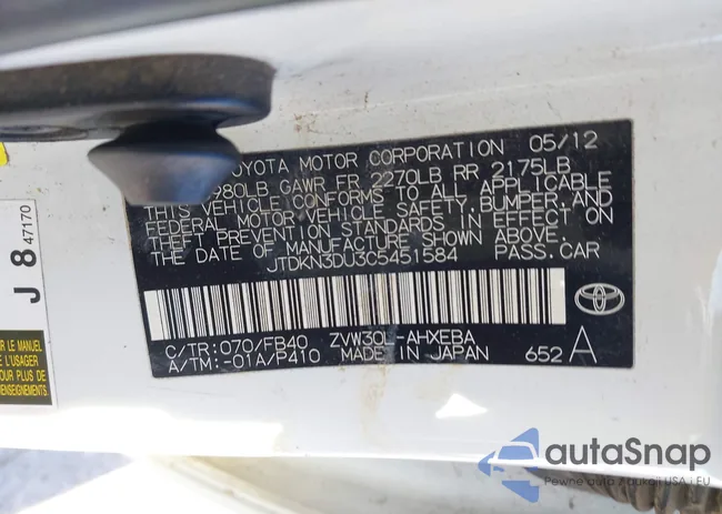 JTDKN3DU3C5451584: 43659322