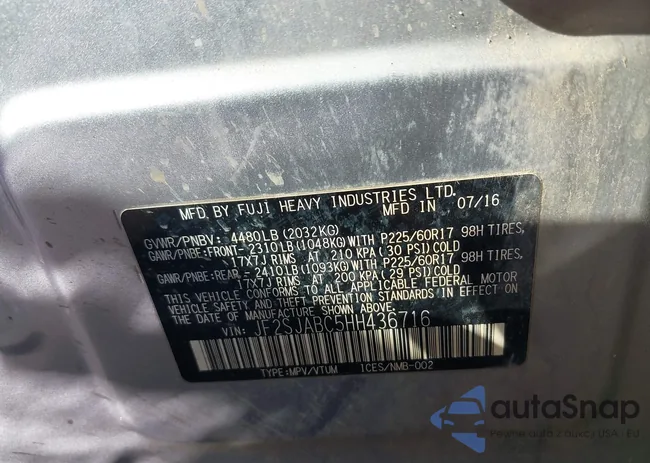 JF2SJABC5HH436716: 43659608