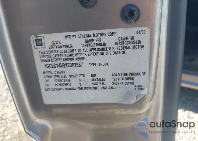 1GCEC14V9YZ307537: 43659769