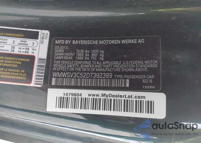 WMWSV3C52DT392399: 43658828