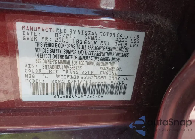 3N1AB8CV1MY265786: 43658881