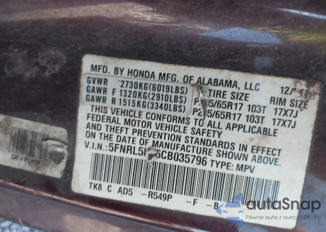 5FNRL5H66CB035796: 43659089