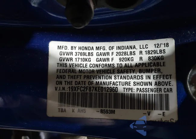 19XFC2F87KE012960: 43659113