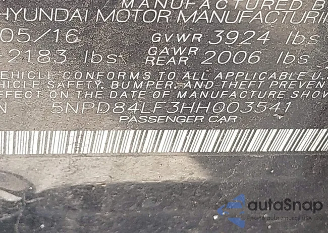 5NPD84LF3HH003541: 43660268