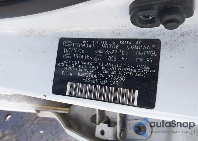 KMHCT4AE7HU273250: 43660300