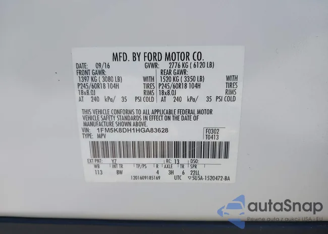 1FM5K8DH1HGA83628: 43660348