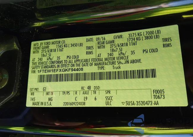 1FTEW1EFXGKF94408: 43660426