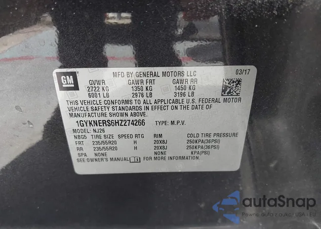 1GYKNERS6HZ274266: 43660429