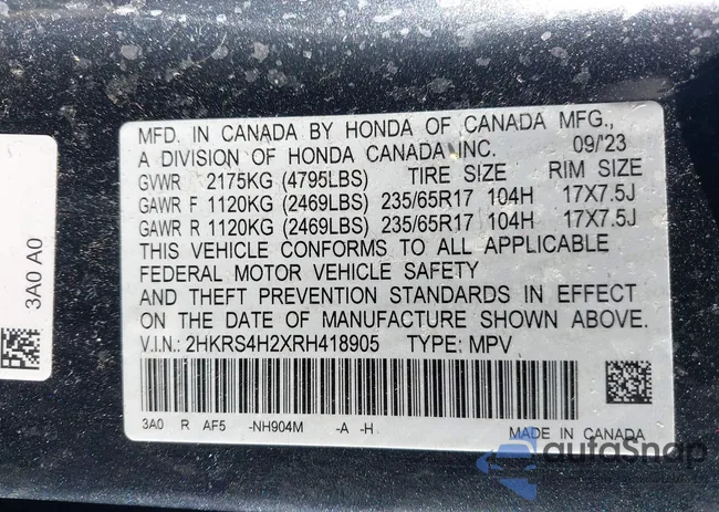 2HKRS4H2XRH418905: 43660491