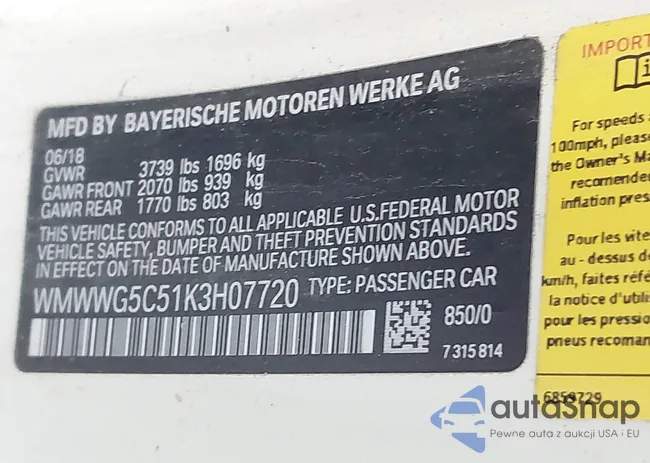 WMWWG5C51K3H07720: 43660610