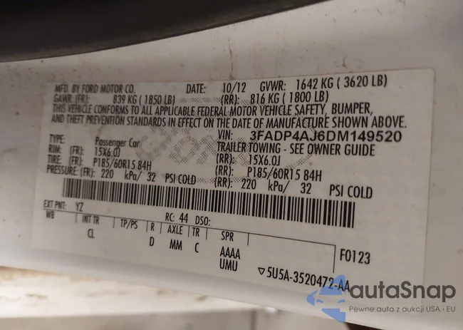 3FADP4AJ6DM149520: 43660681